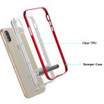 Wholesale iPhone Xs / X (Ten) Clear Armor Bumper Kickstand Case (Red)